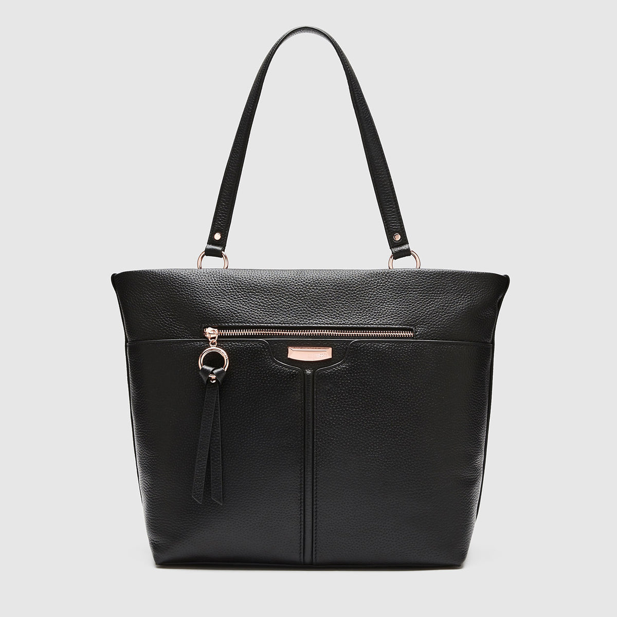 LEATHER EVERLY TOTE BAG - Black Rose Gold