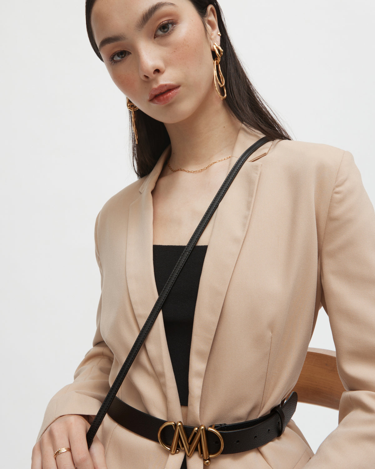 Link Crossbody Bag Strap 8mm - Black Light Gold