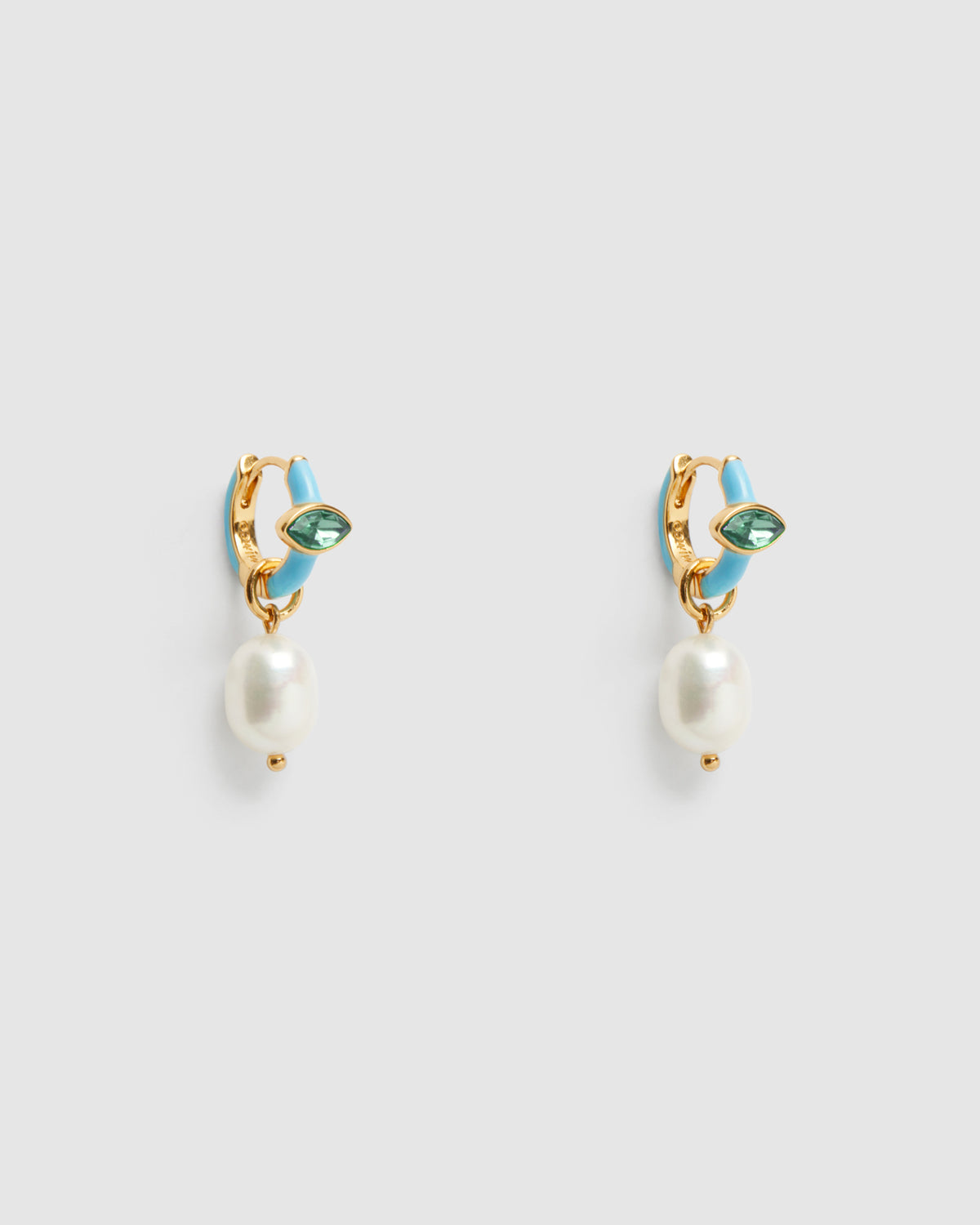 Lively Charm Hoop Earrings - Turquoise