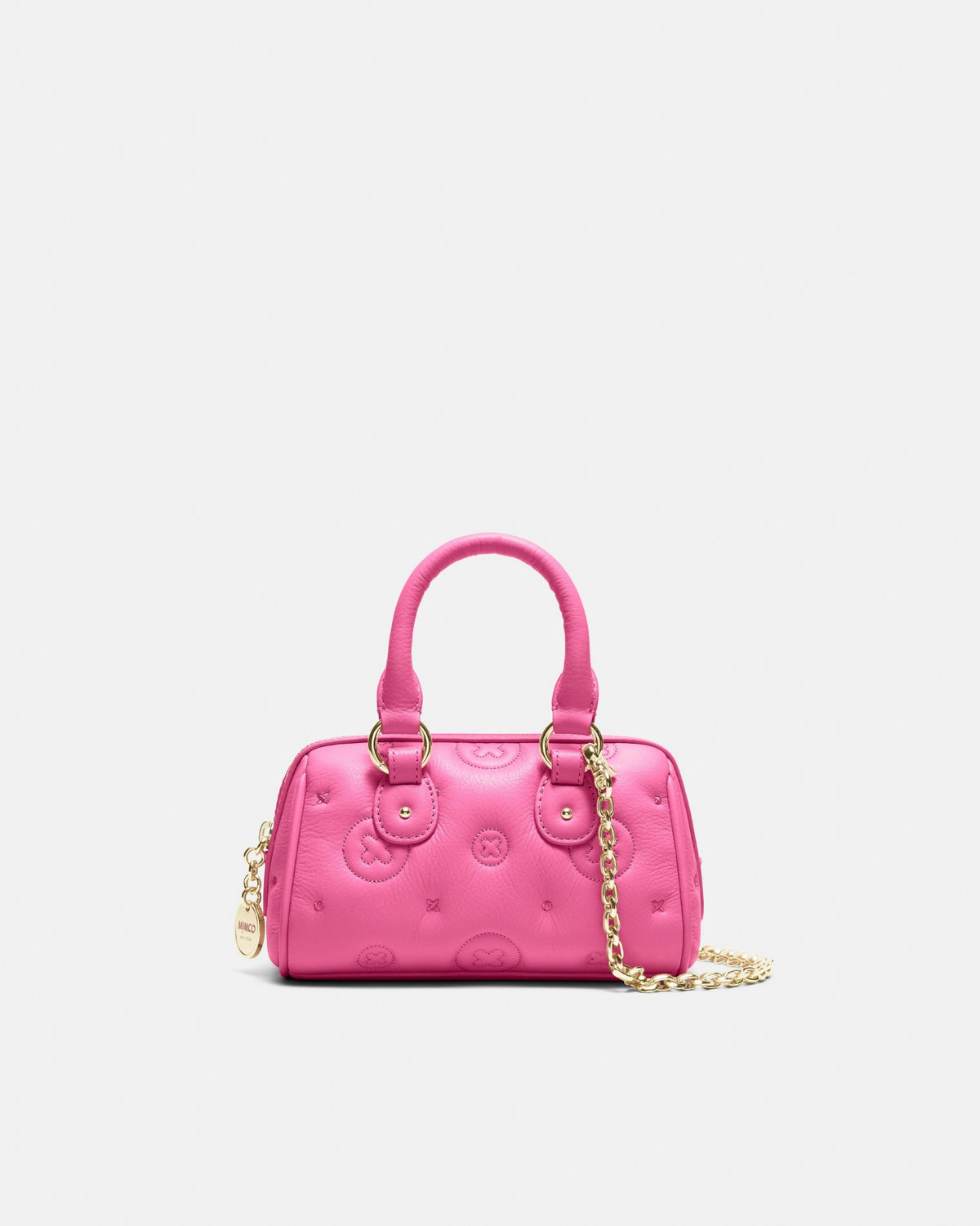 Flashback Leather Mini Bowler Crossbody Bag - Pink Splash