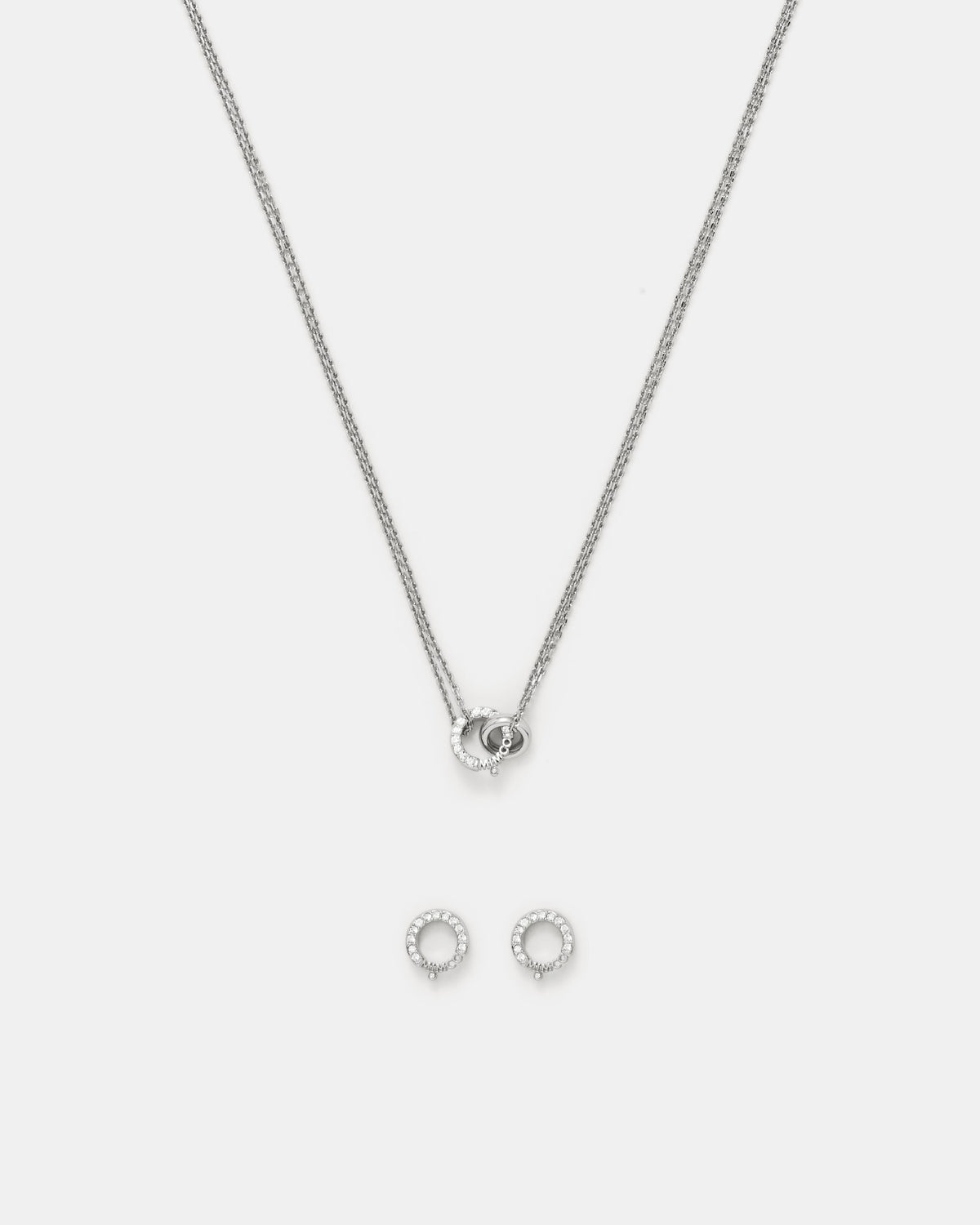 Rekindle Earrings And Necklace Set - Silver