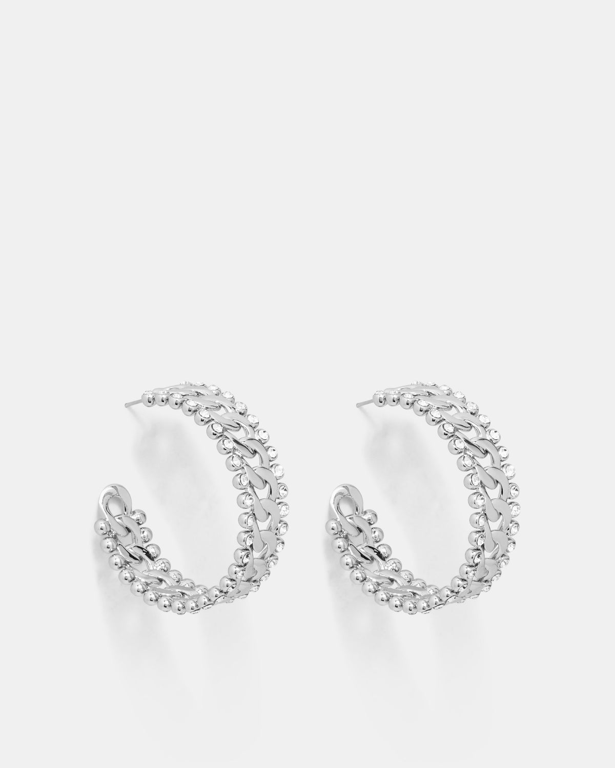 Lost Chain Hoop Earrings - Silver