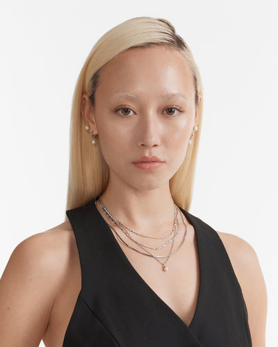 Purete Charm Hoop Earrings - Silver