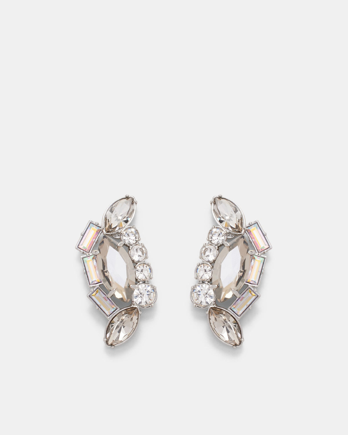 Love To Love You Crystal Stud Earrings - Silver