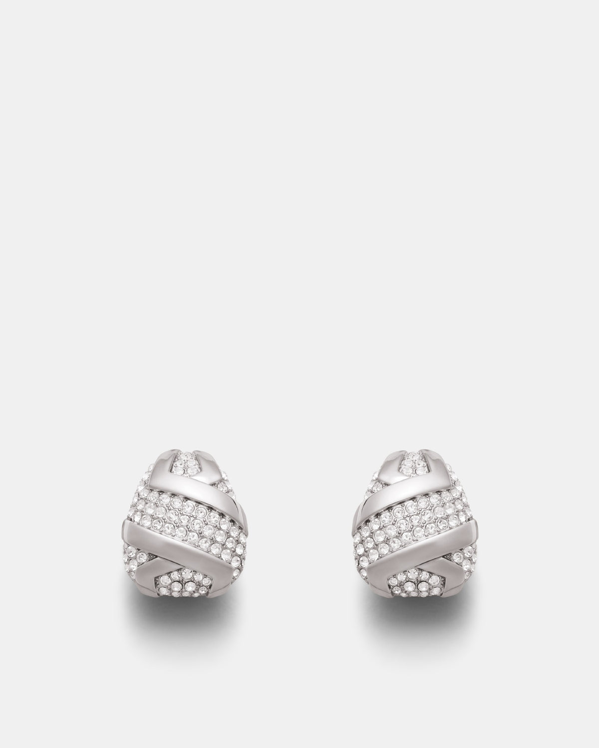 Studio 54 Pave Clip On Earrings - Silver