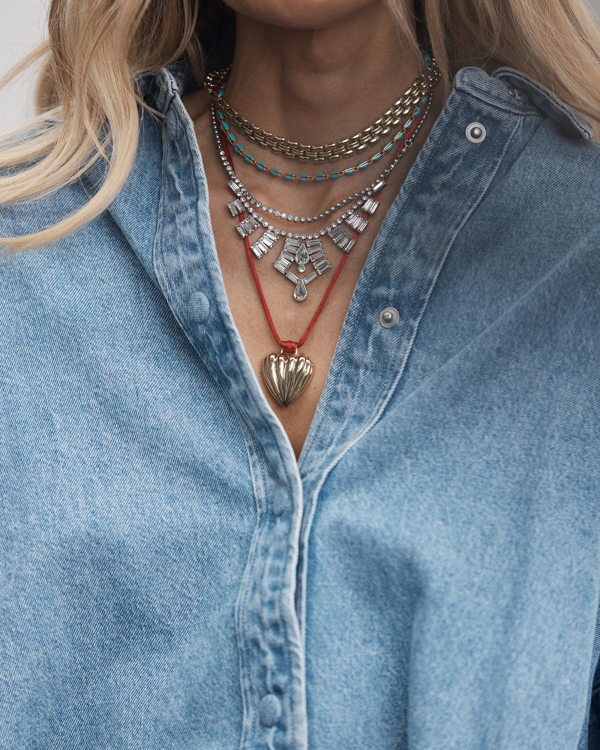 Bondi Heart Cord Necklace - Red