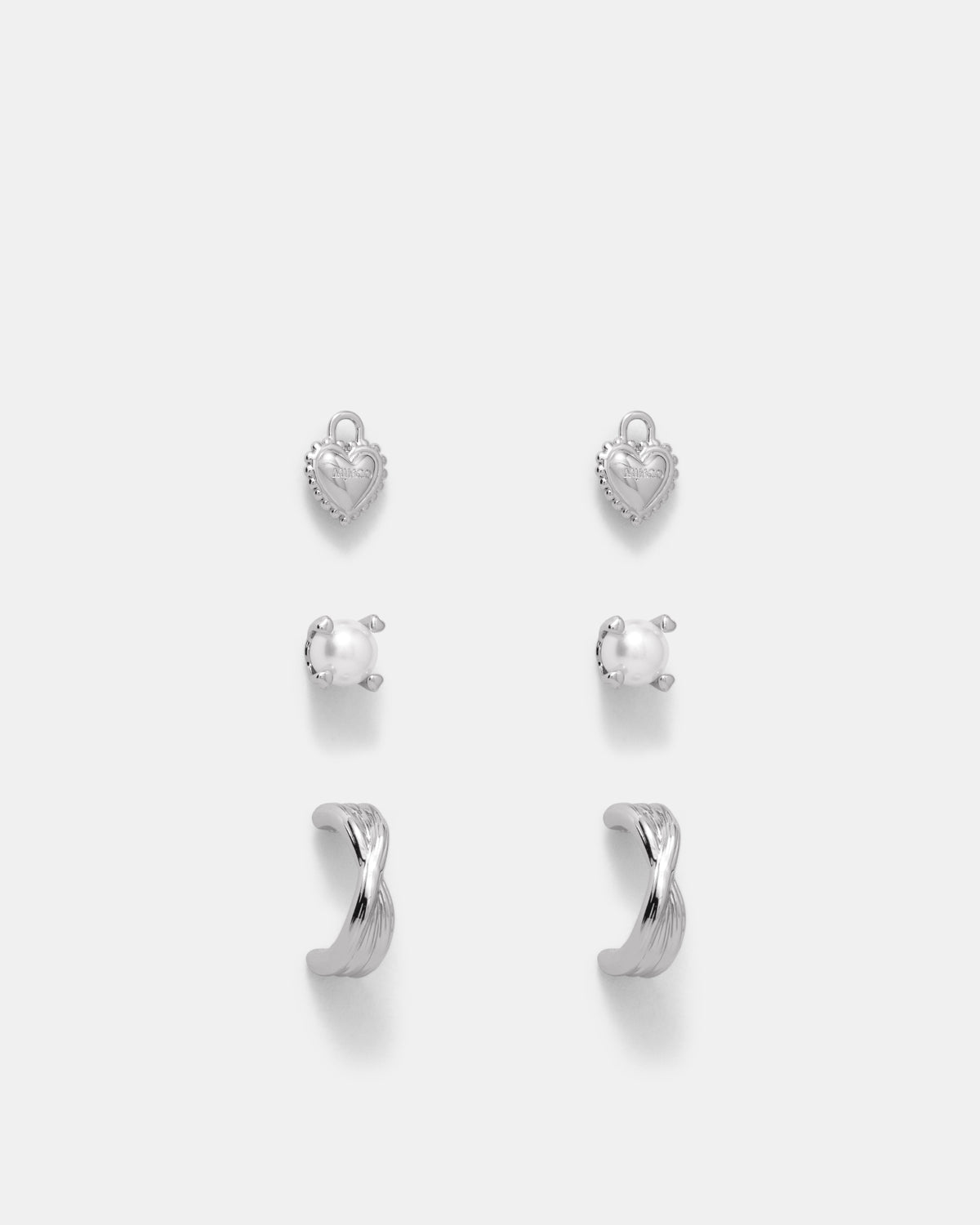 En Pointe Earrings Set - Silver