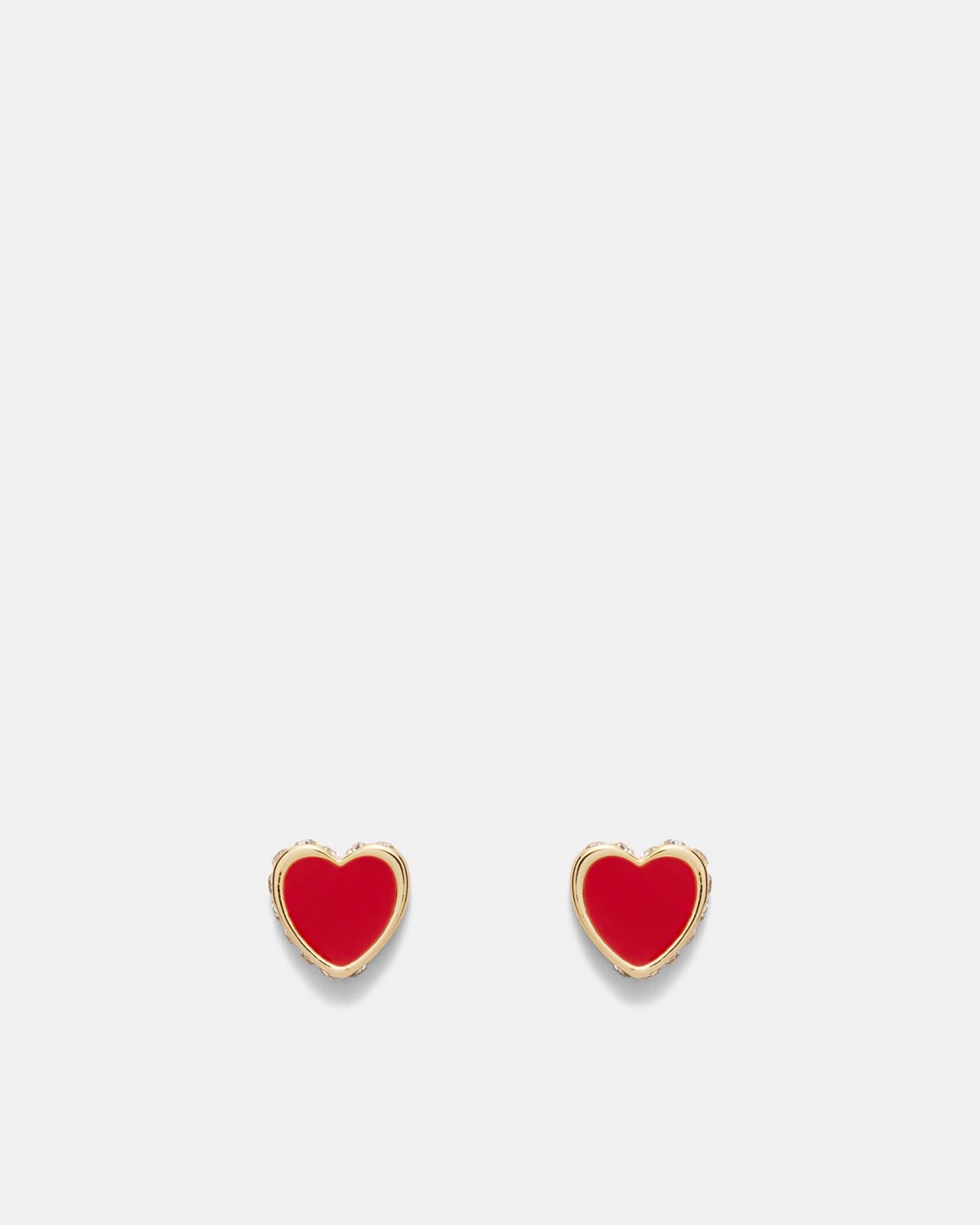 Lover Heart Stud Earrings - Red