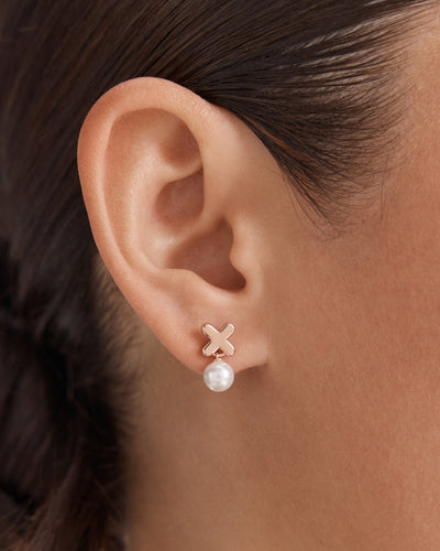 Essense Pearl Stud Earrings - Rose Gold