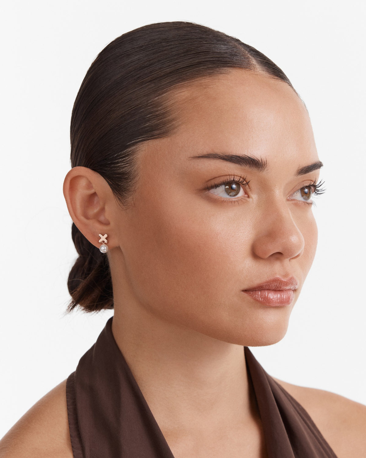 Essense Pearl Stud Earrings - Rose Gold