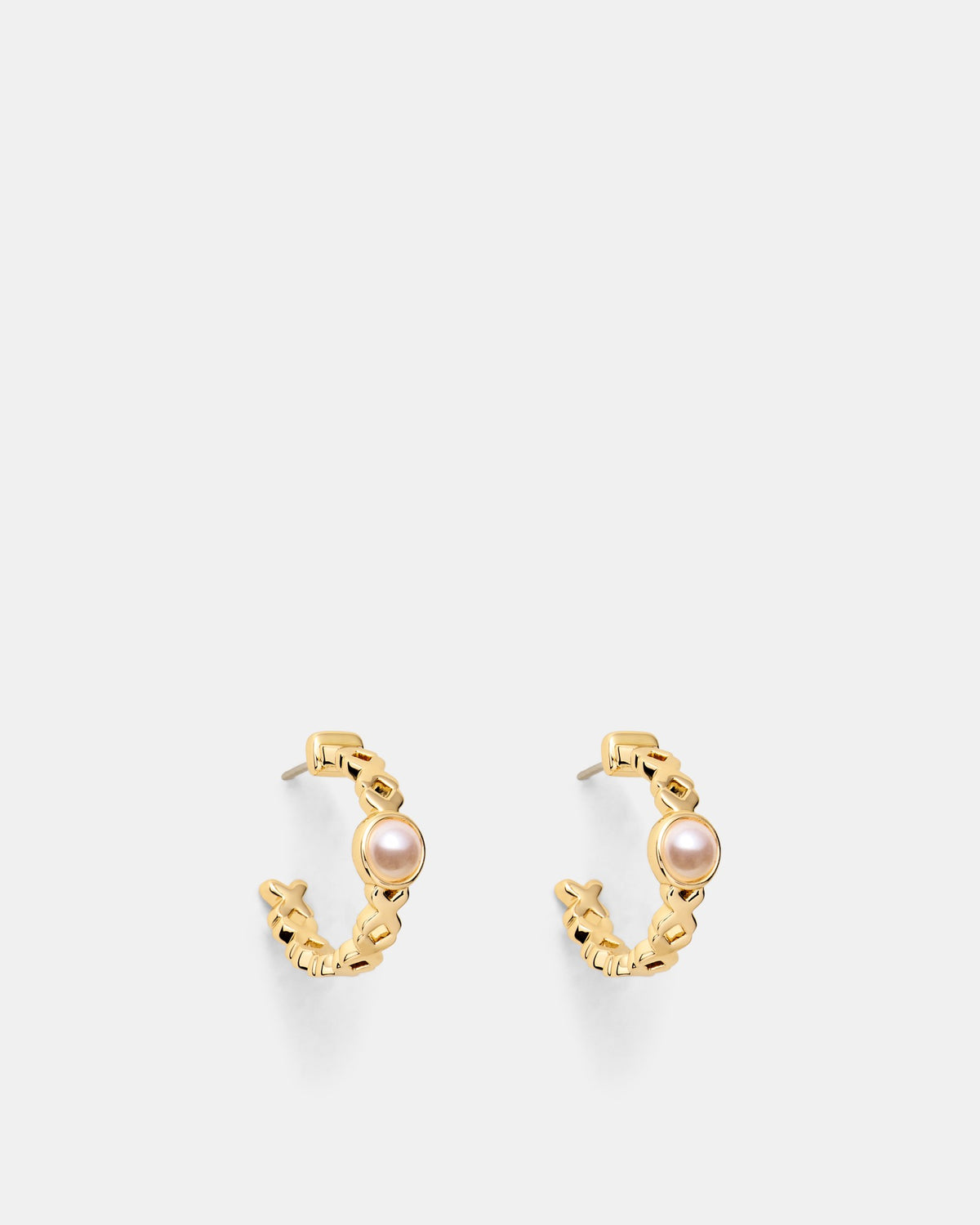 Essense Pearl Hoop Earrings - Gold