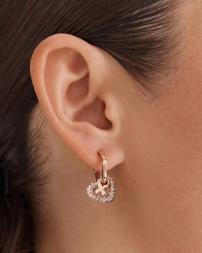 Encanto Heart Hoop Earrings - Rose Gold