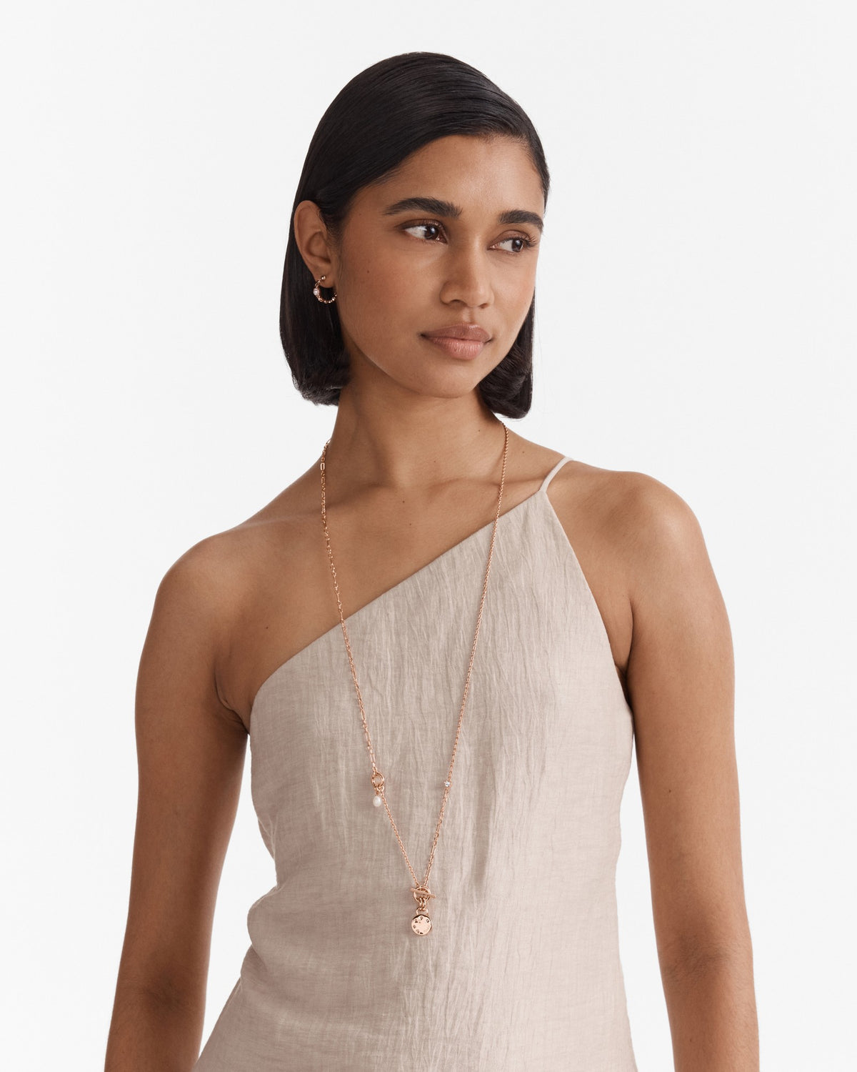 Alluring Long Necklace - Rose Gold