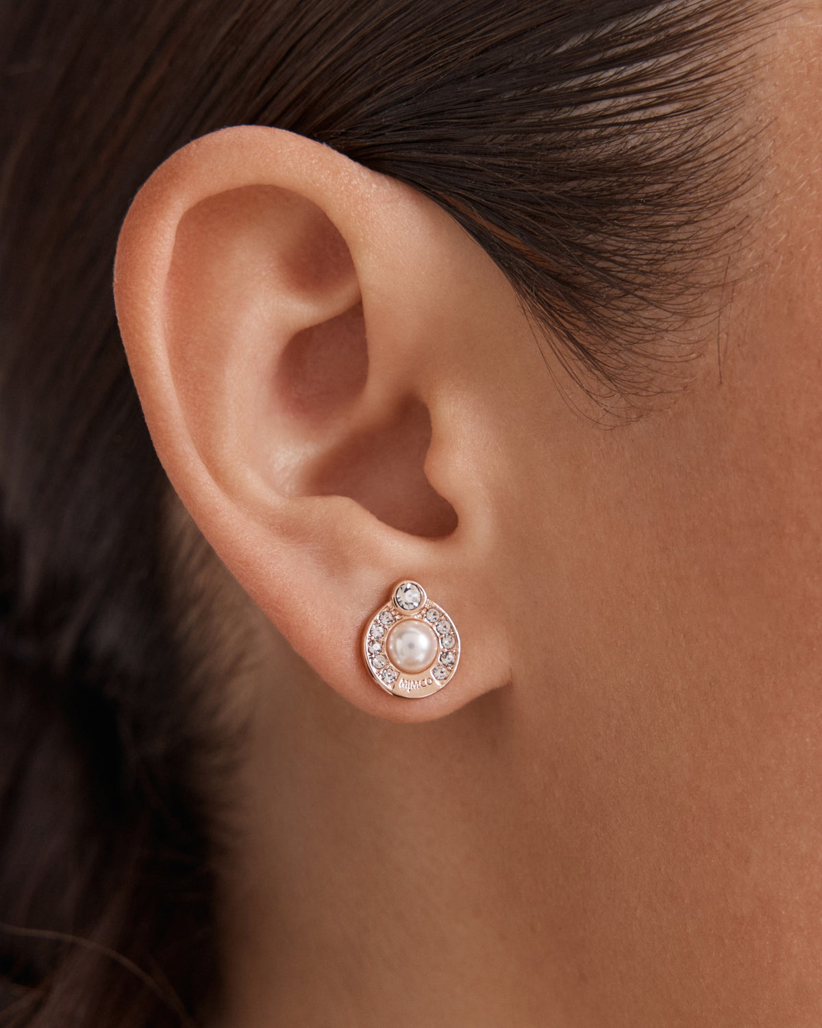 Encanto Pearl Stud Earrings - Rose Gold
