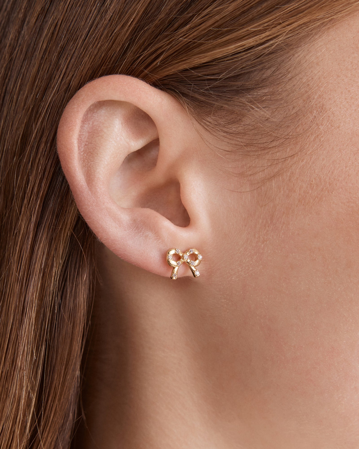 Baby Bow Stud Earrings - Gold