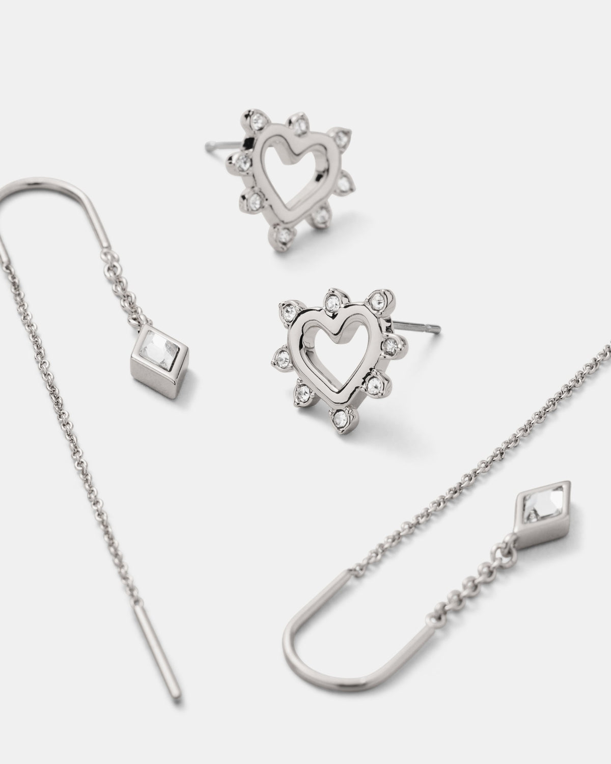 Cupid Duo Earrings Set - Silver