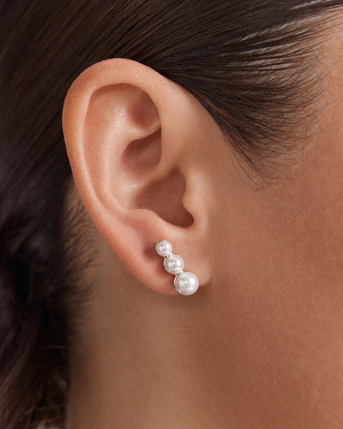 Bow Stud Earrings Set - Silver