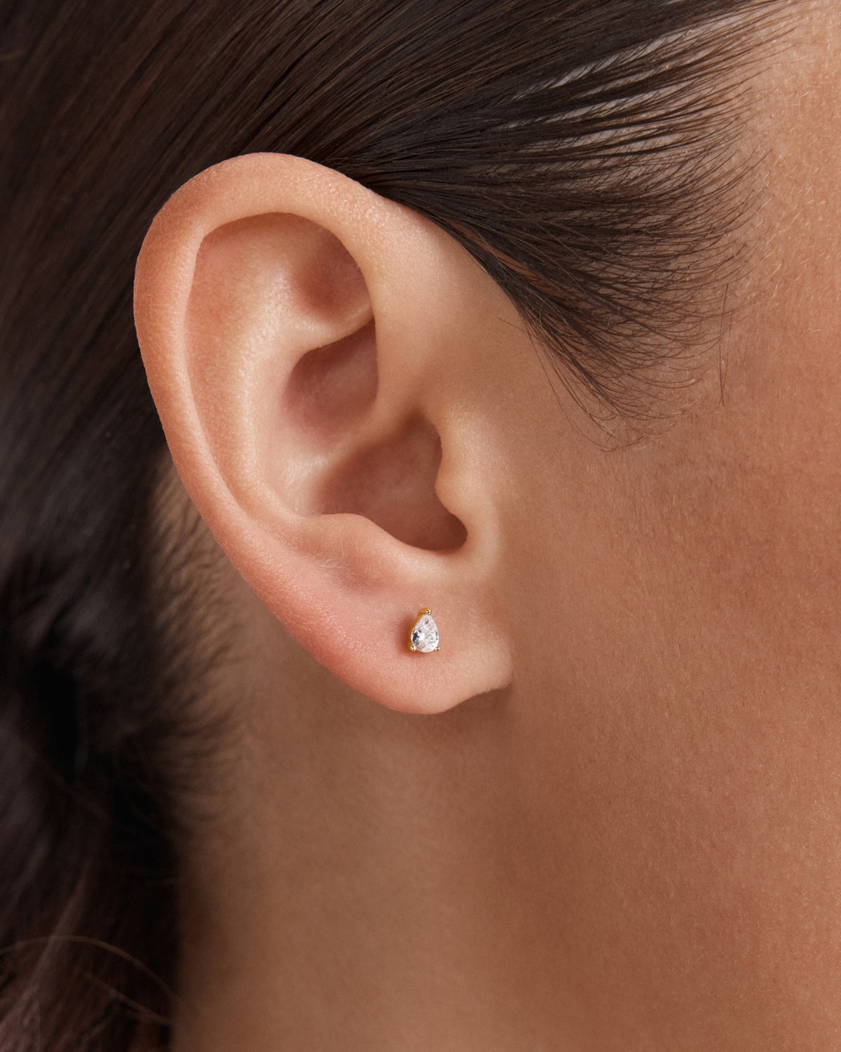 Cubic Zirconia Stud Earrings Set - Gold