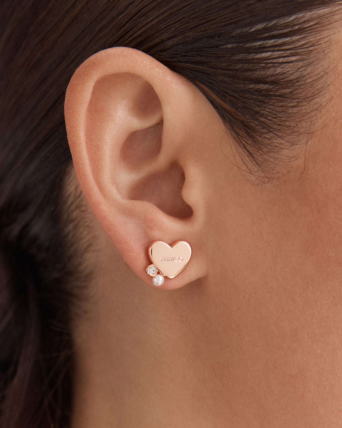 Mimco Heart Cluster Stud Earrings - Rose Gold