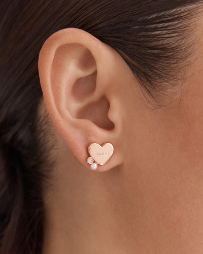 Mimco Heart Cluster Stud Earrings - Rose Gold