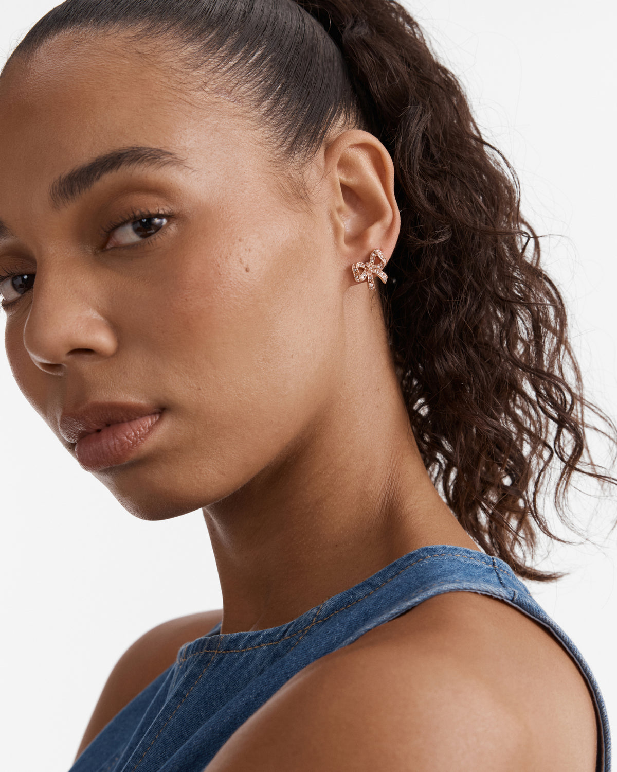 Tie A Bow Stud Earrings - Rose Gold