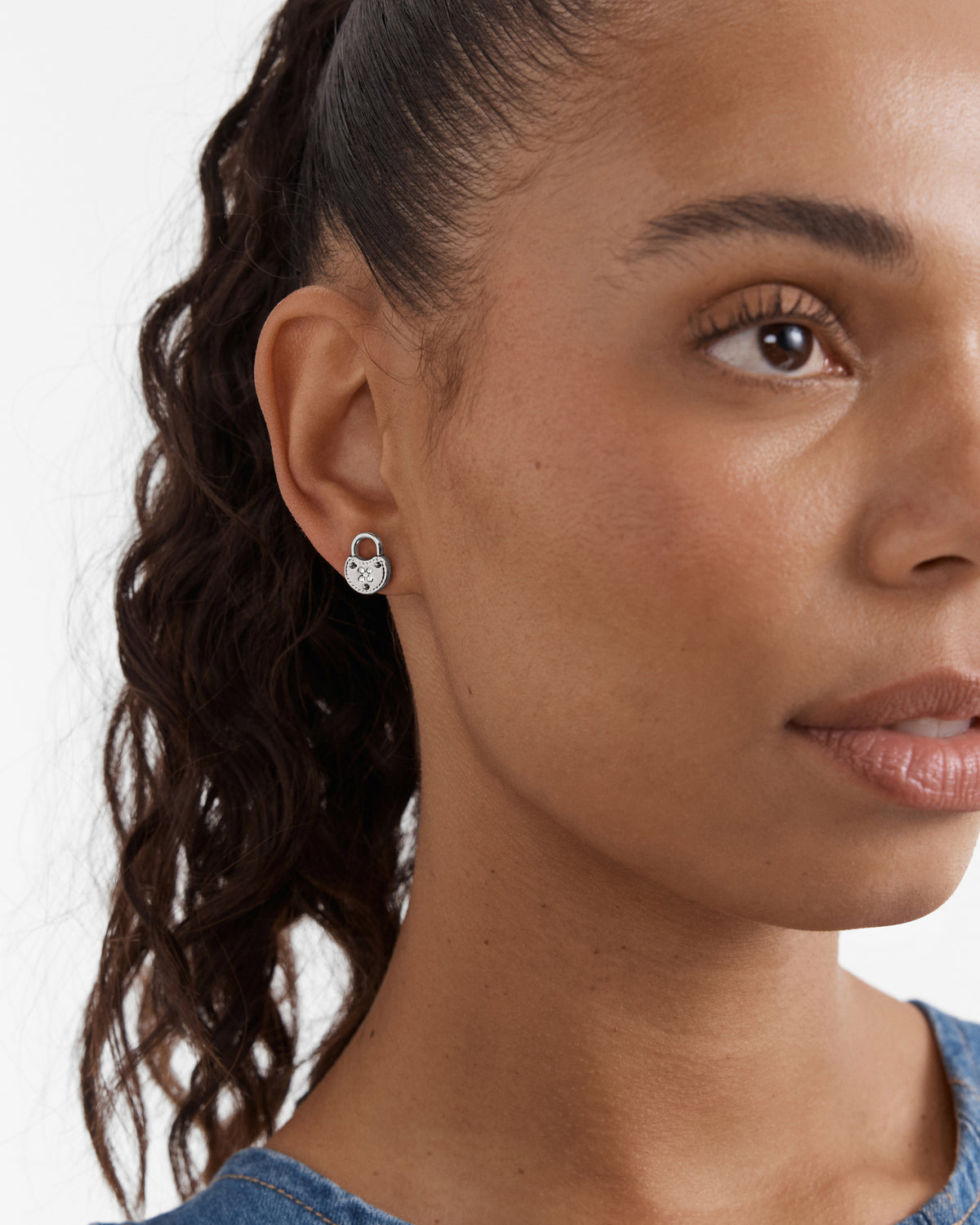 Lockette Stud Earrings - Silver