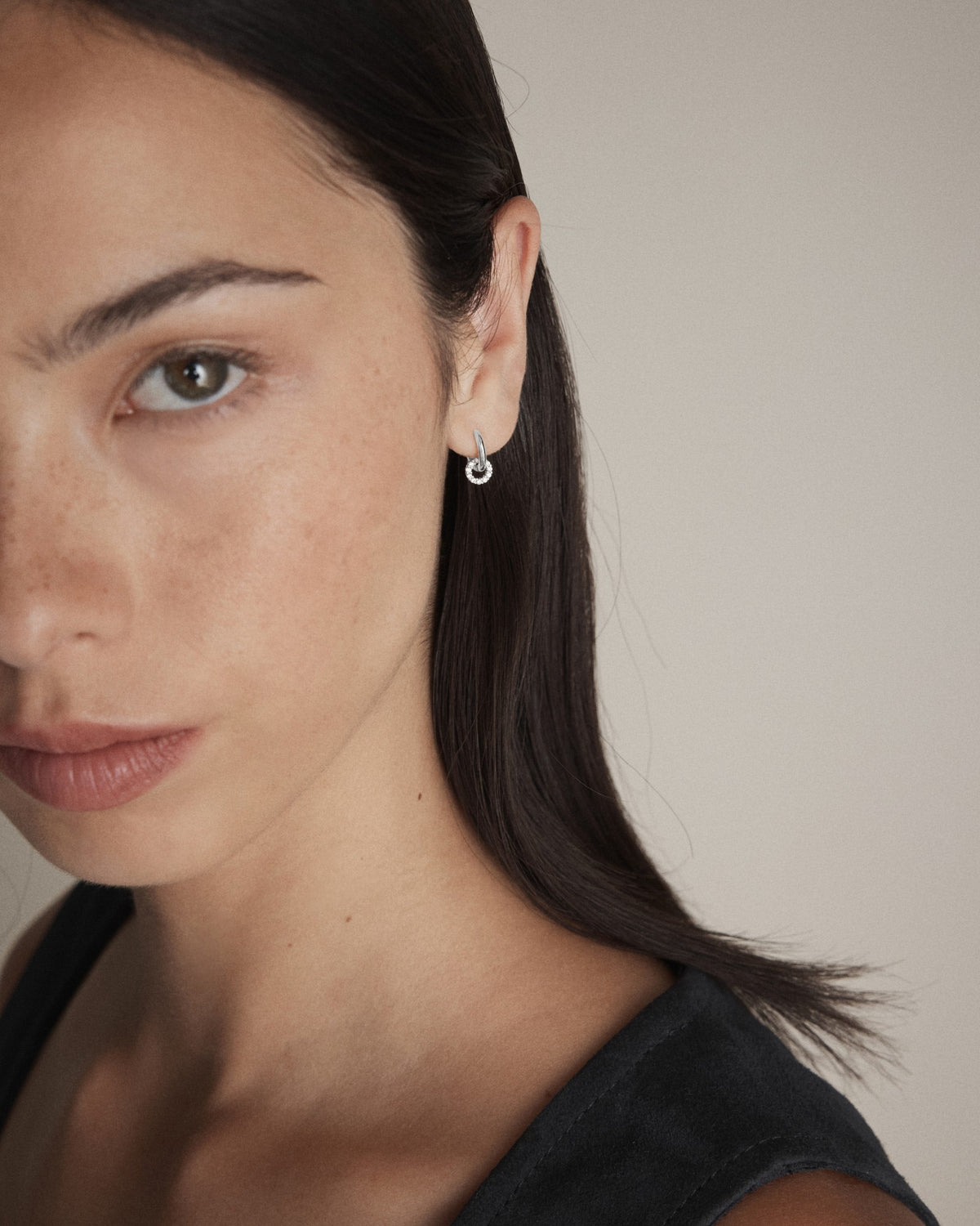 Nimbus Charm Hoop Earrings - Silver
