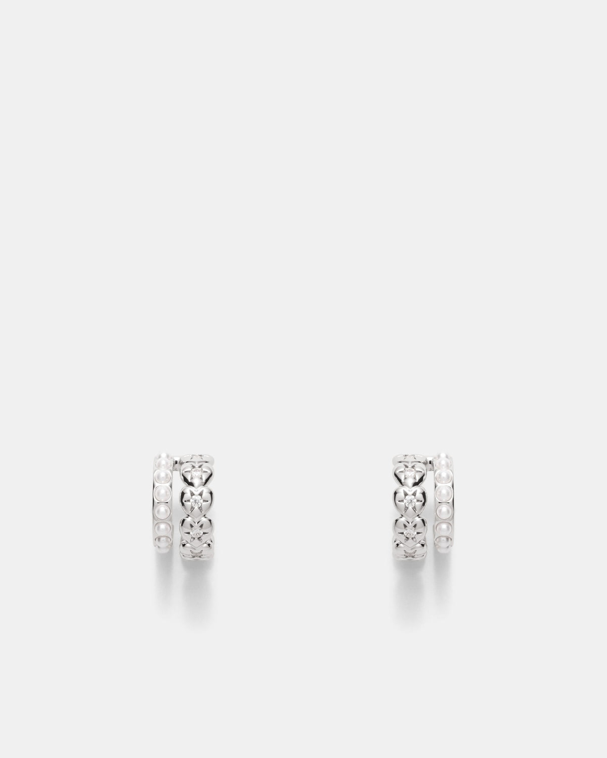 Westlyn Heart Duo Hoop Earrings - Silver
