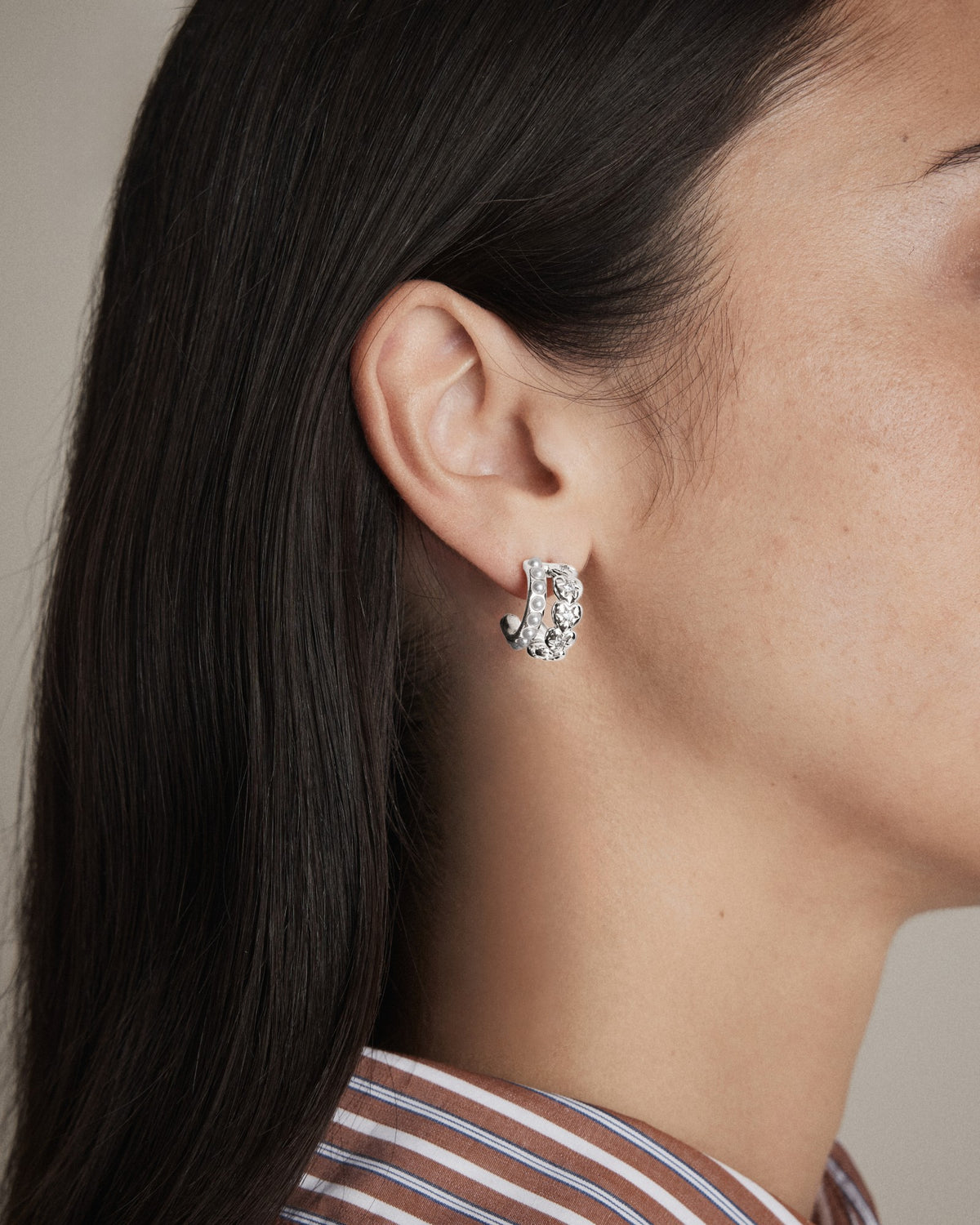Westlyn Heart Duo Hoop Earrings - Silver