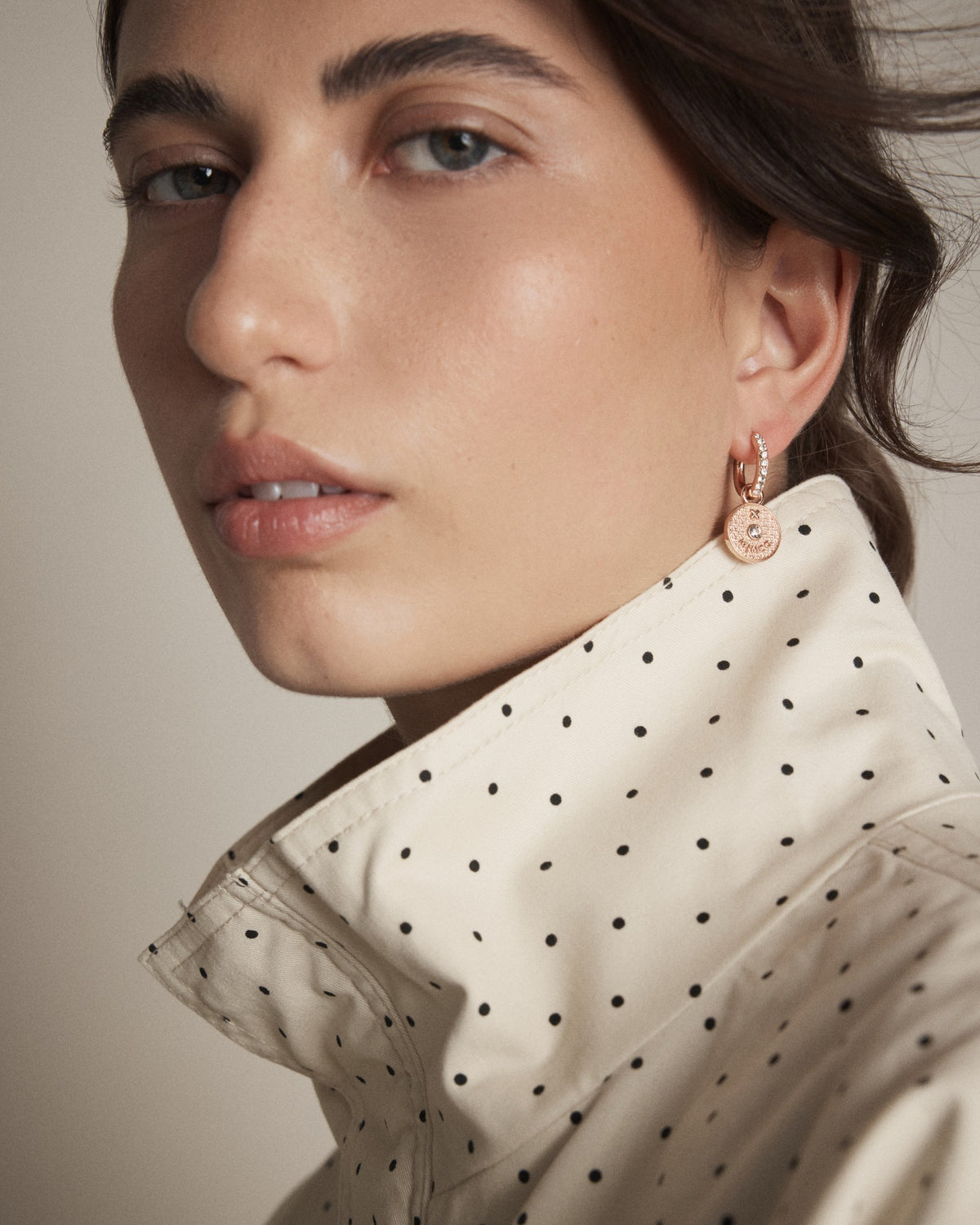 Amulet Charm Hoop Earrings - Rose Gold