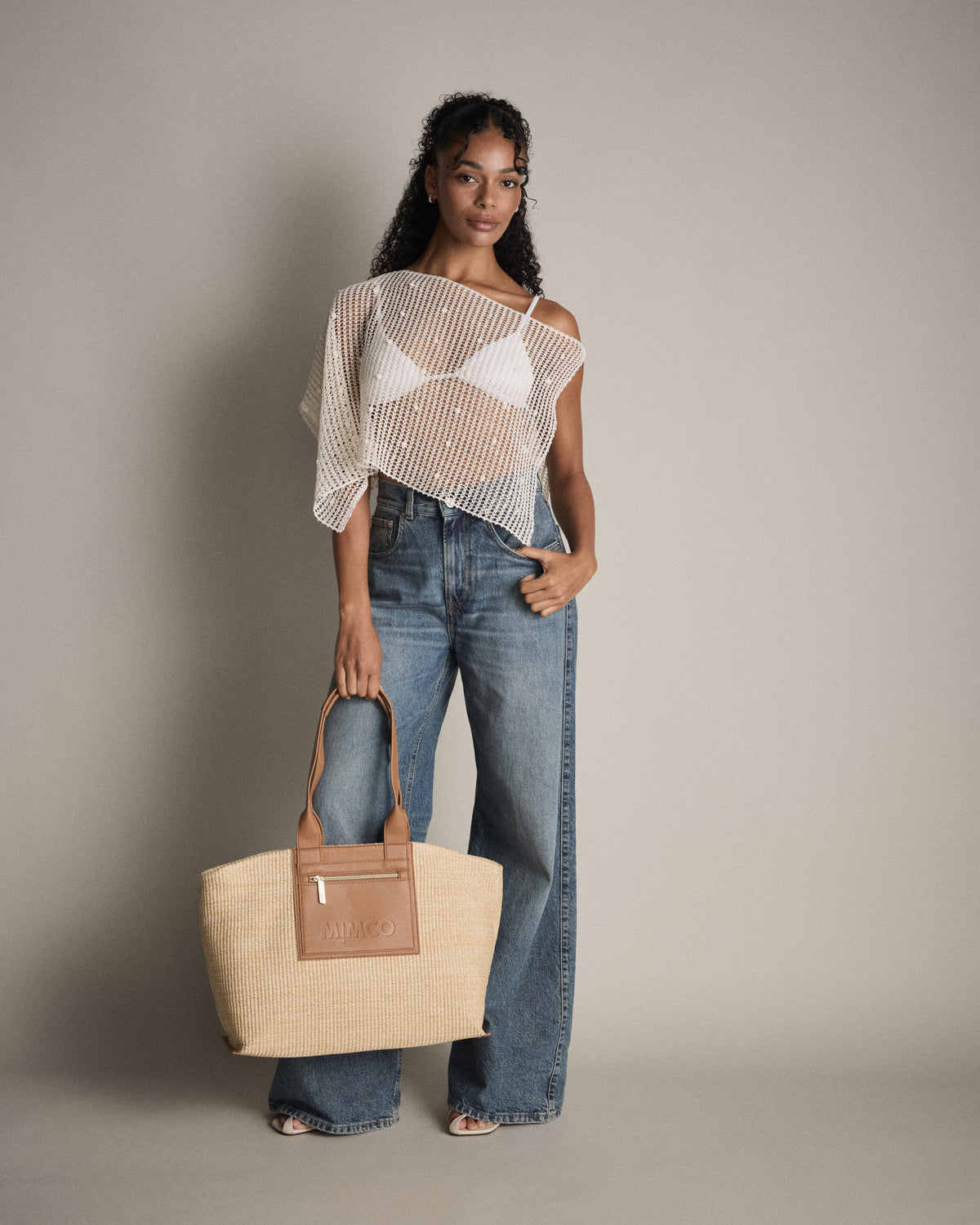 Patch Textured Tote Bag